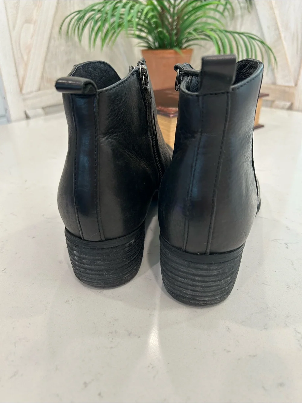 Sofft Black Leather Ankle Booties with Side Zip